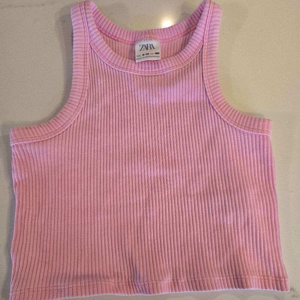Zara Pink cropped tank top size 9-10